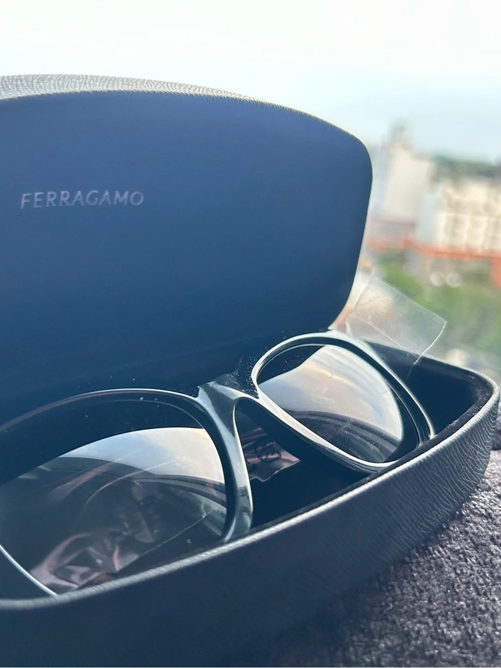 Salvatore Ferragamo Black Sunglasses with Red Logo Card